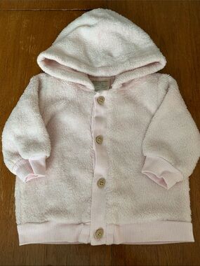 🍊5/$25 First Impressions Light Pink Hooded Fuzzy Button-Up Jacket